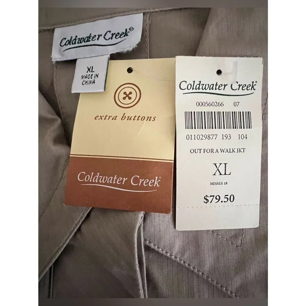 New Coldwater Creek Classic Beige Short Trench Style Women Jacket S XL Timeless